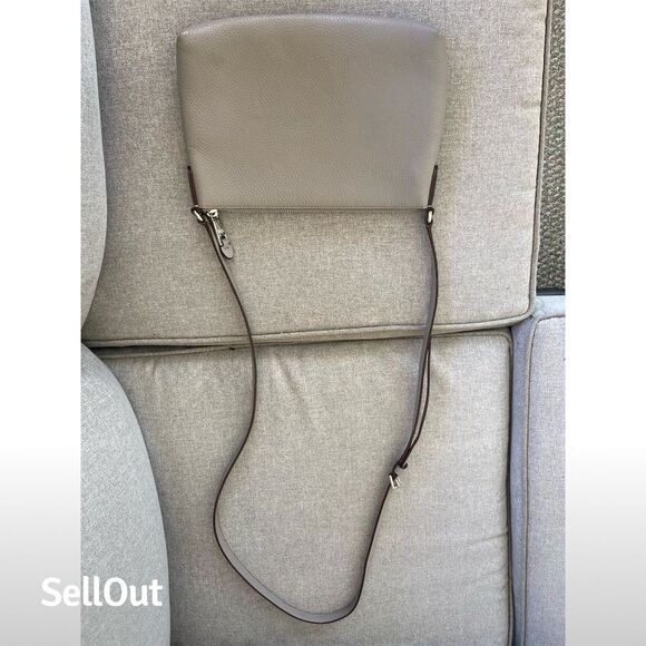 Lauren Ralph Lauren Gray Pebbled Leather Crossbody Bag Adjustable Strap Standard - Picture 2 of 5